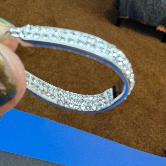 Gorgeous White Australian Crystal Inside Out Hoops in Silver-tone - Picture 2 of 6